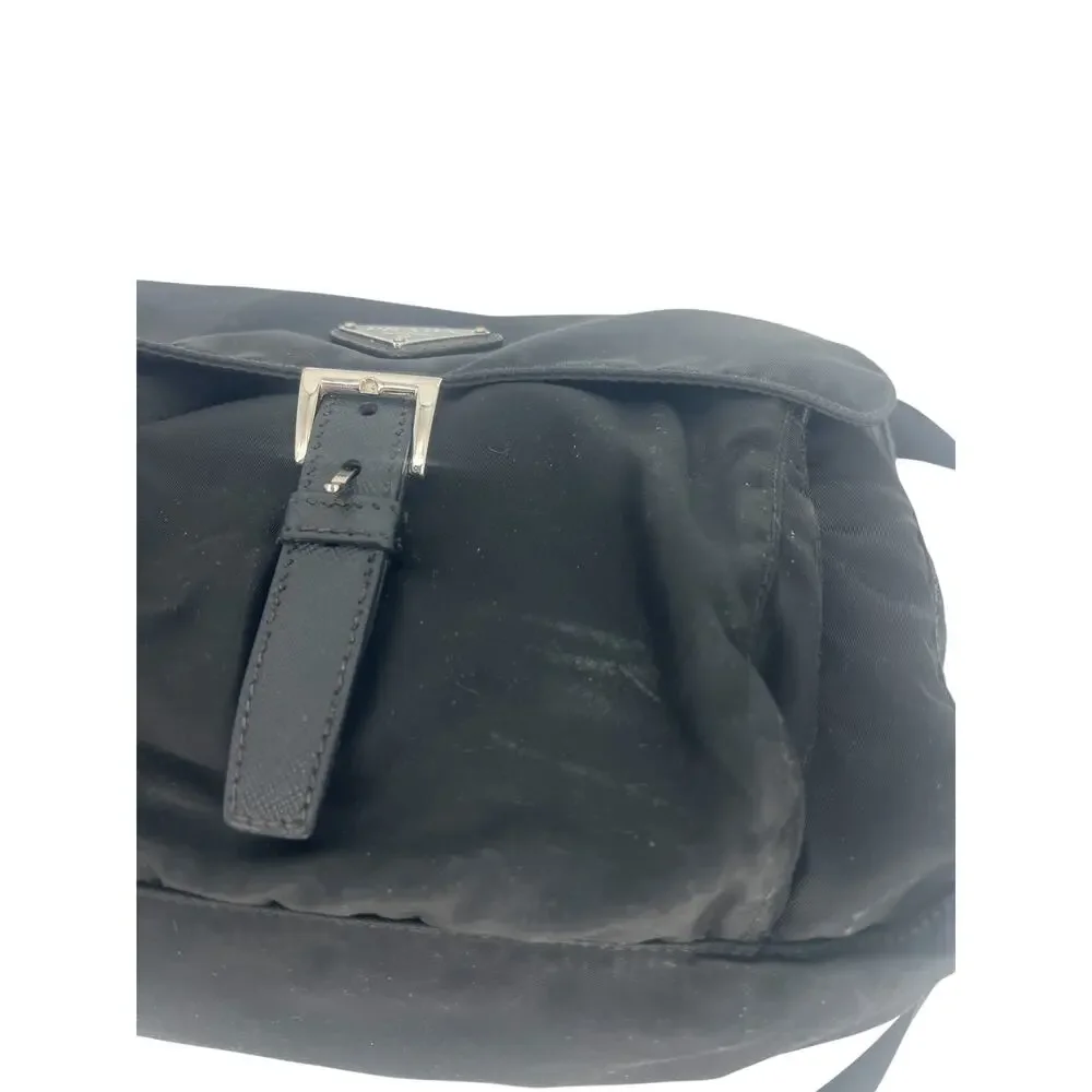 Prada Black Nylon Logo Plaque Messenger Crossbody Bag